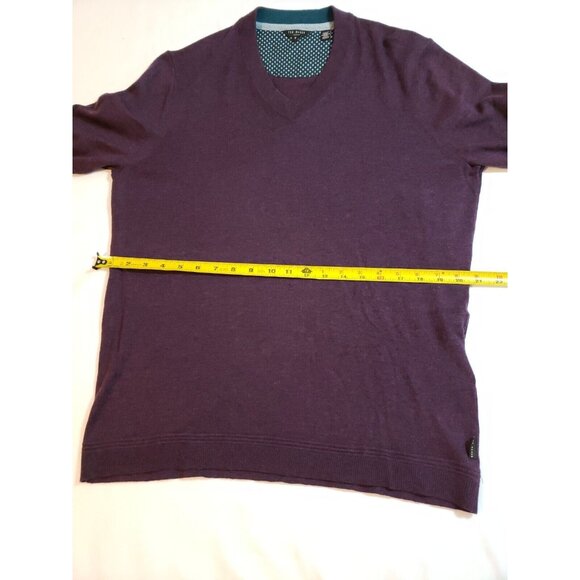 Ted Baker Mens Purple V-Neck Sweater wool silk cashmere  Size 5 - Picture 11 of 16